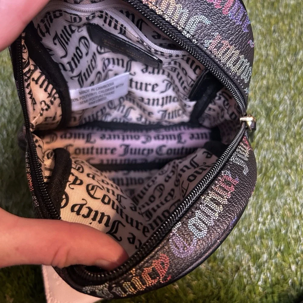 Juicy Couture Black Rainbow Logo Mini Backpack with Card‎ Holder Wallet Set